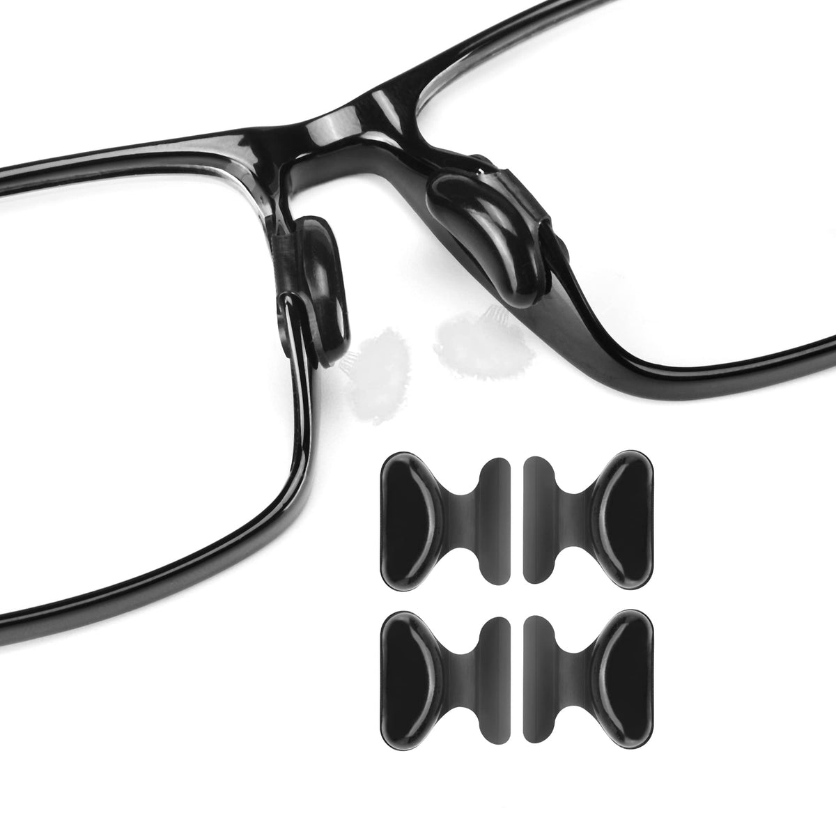 Black silicone adhesive eyeglass nose pads - 12 pairs