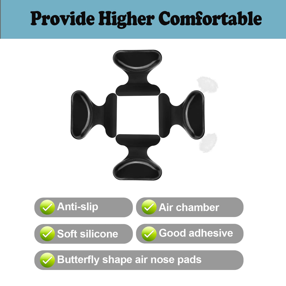 Close-up of black silicone adhesive nose pads