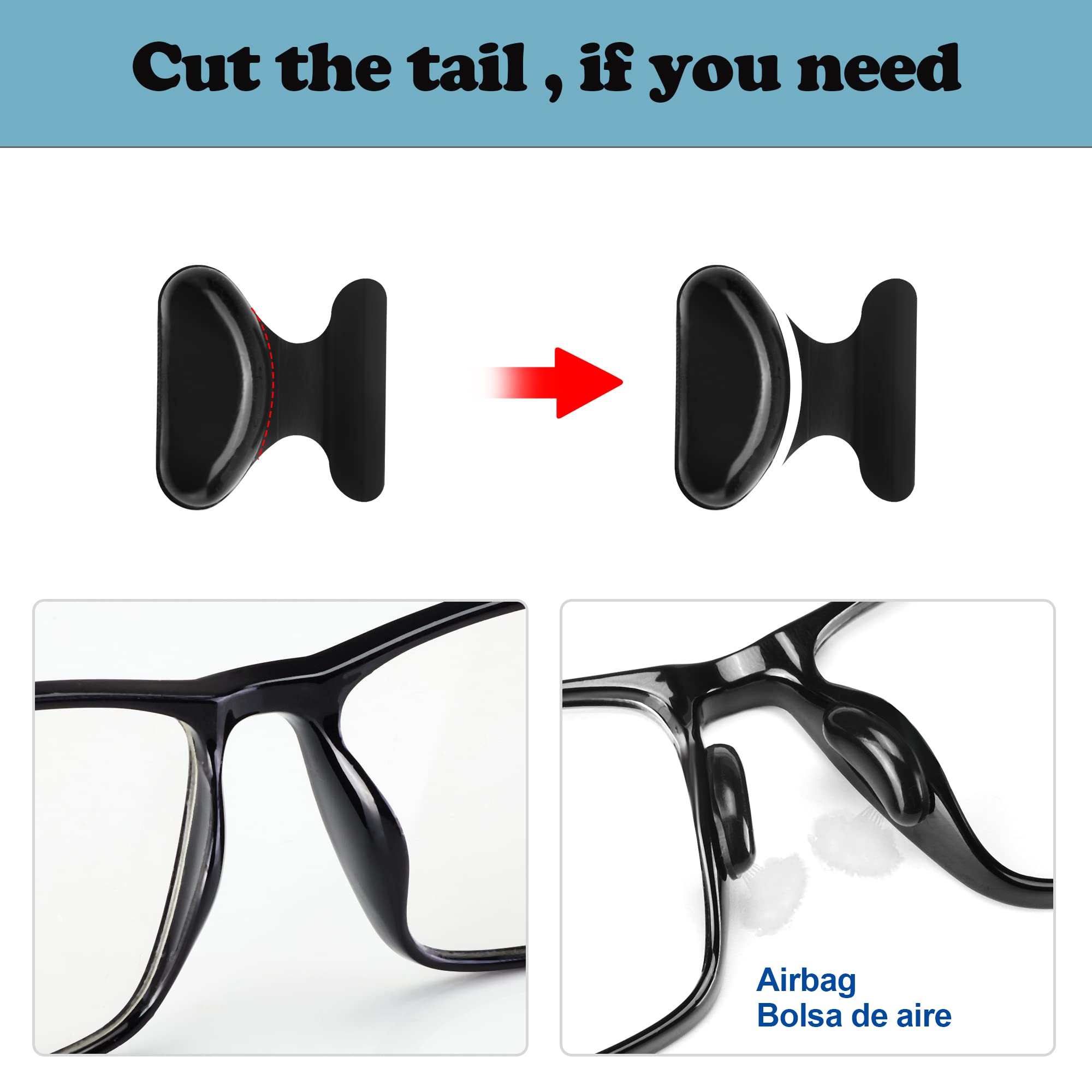 Clear silicone nose pads for eyeglasses