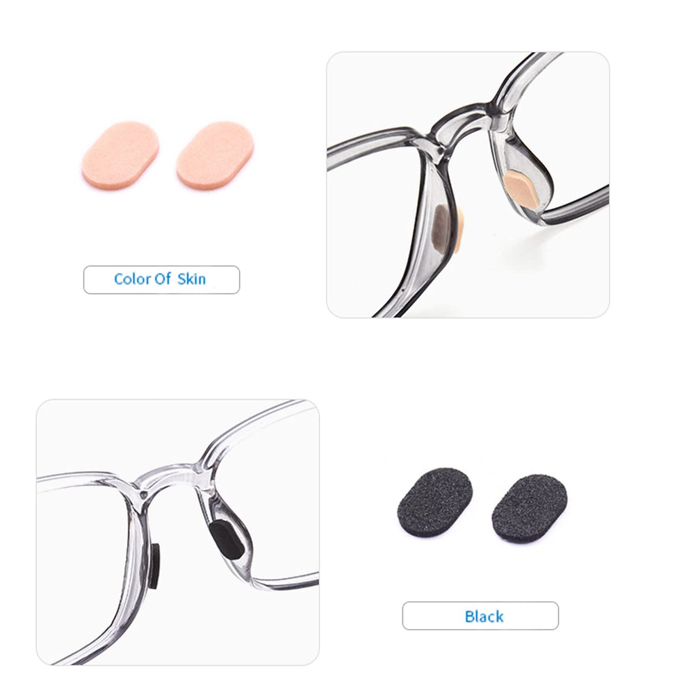 instructional view of applying foam nose pads to glasses