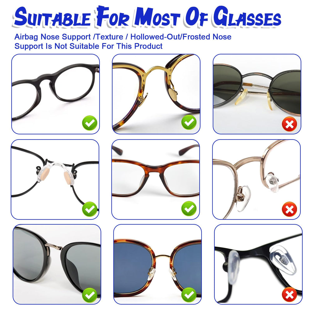 Head-on view of assembled foam nose pads on glasses