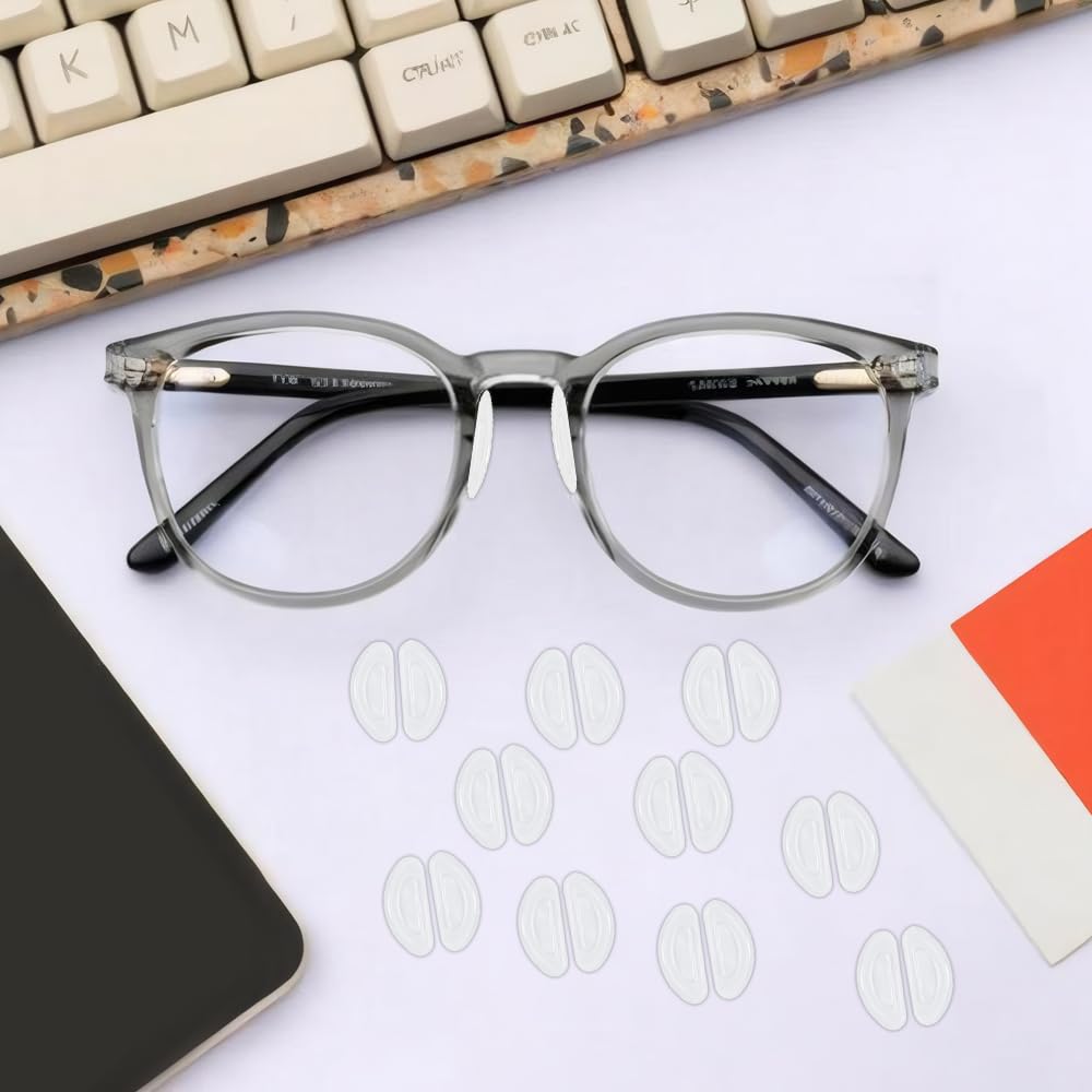 Black silicone eyeglass nose pads, close-up