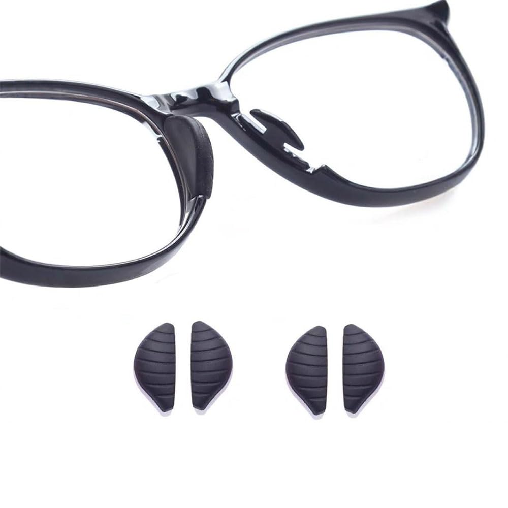 Black D-shape silicone nose pads for glasses - front view