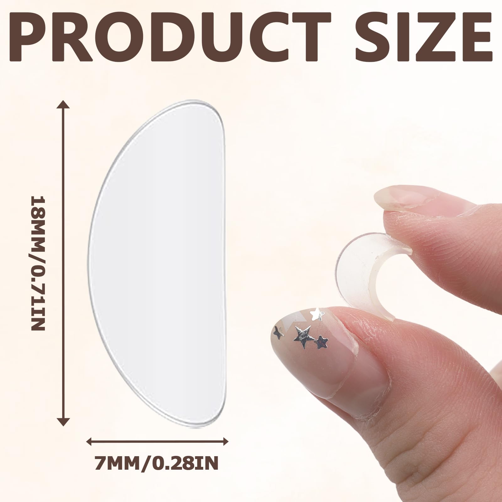 Close-up of D-shaped clear nose pad for glasses