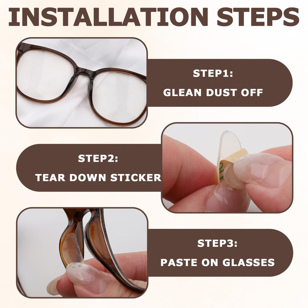 Translucent silicone nose pads on eyewear