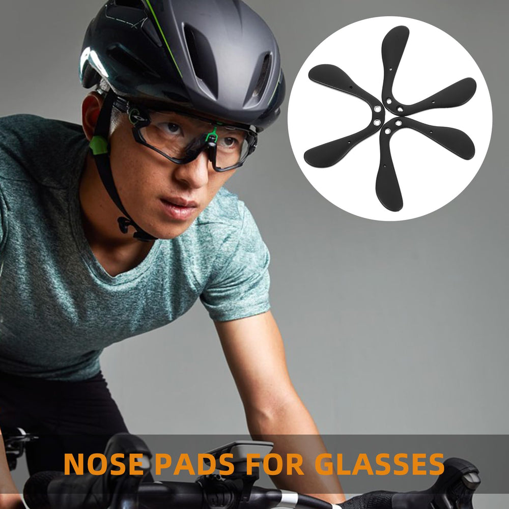 Close-up view of U-shaped nose pads on glasses