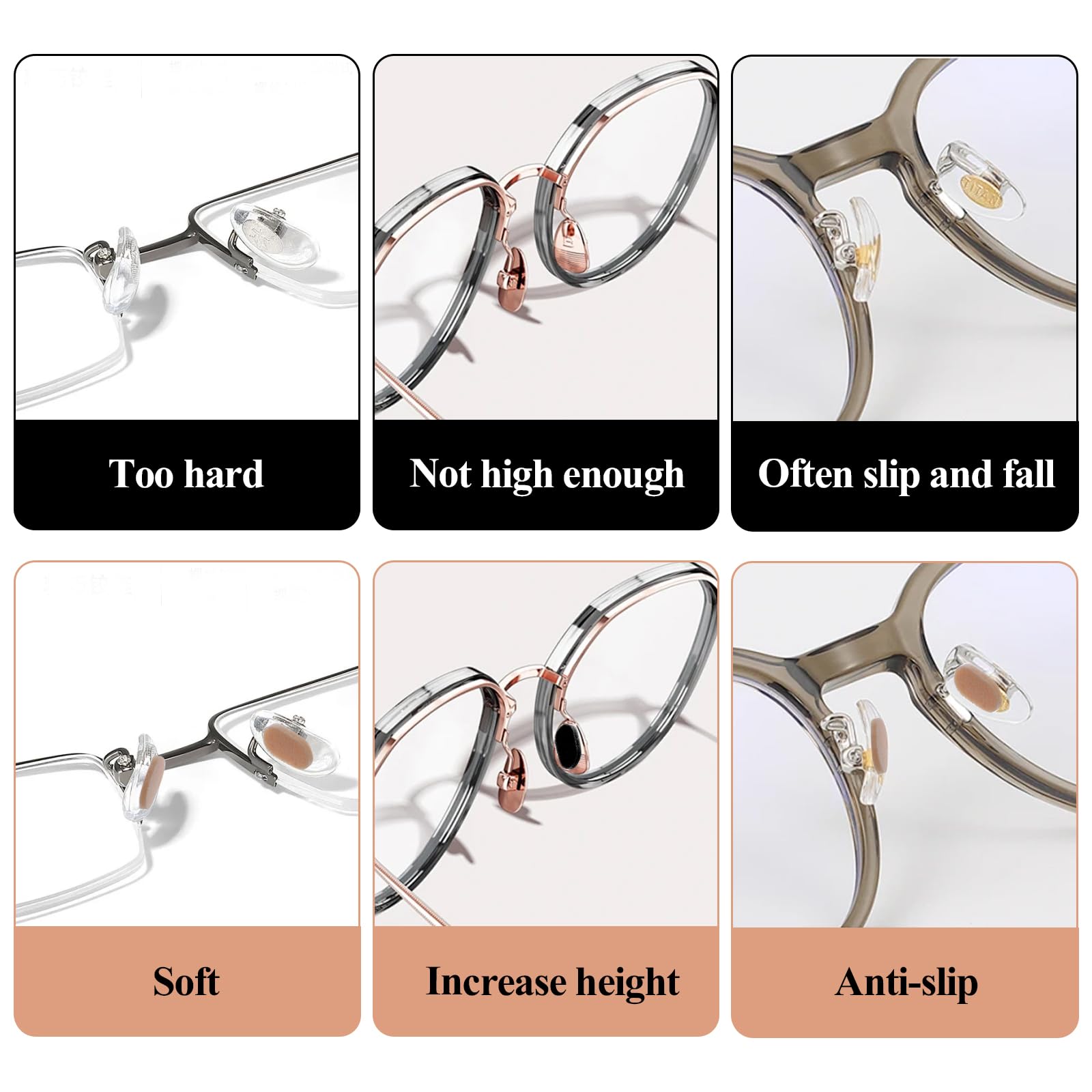 Universally compatible with metal, plastic, and acetate frames