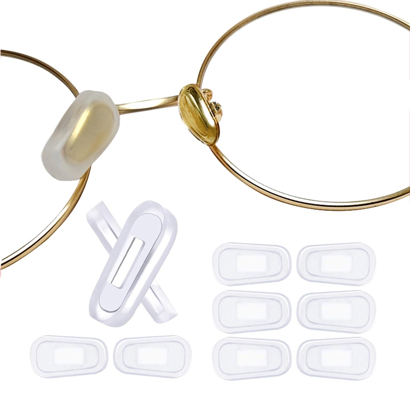 White L size slip-on silicone nose pad cover on glasses
