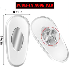 Close-up of cross-shaped plug-in nose pads on a frame