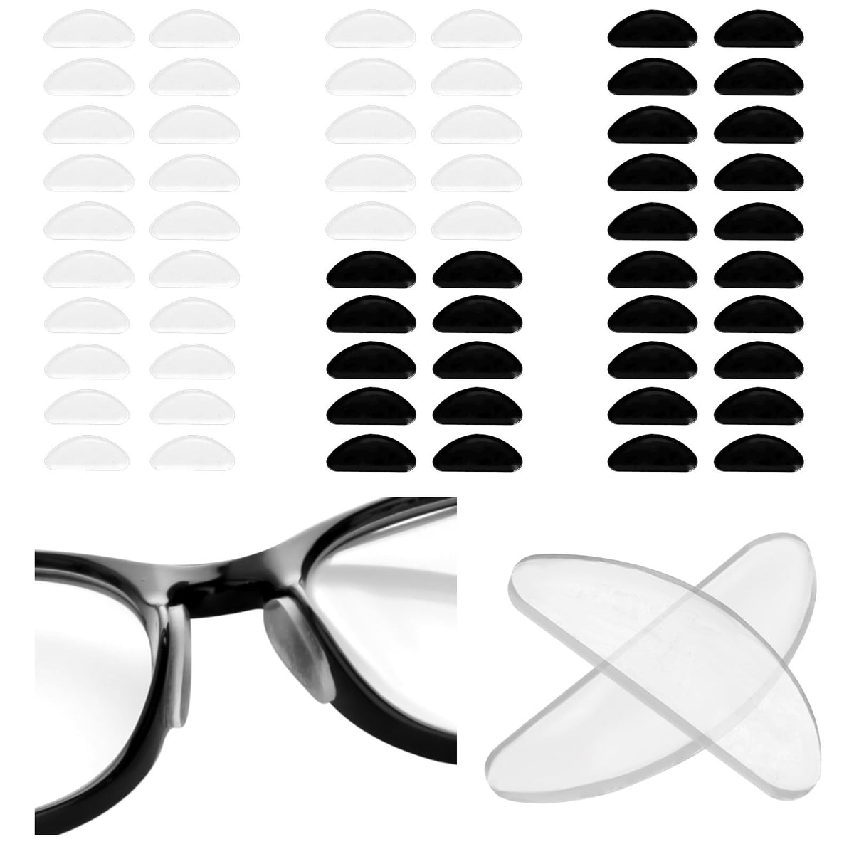 Clear D-shaped silicone nose pads for glasses