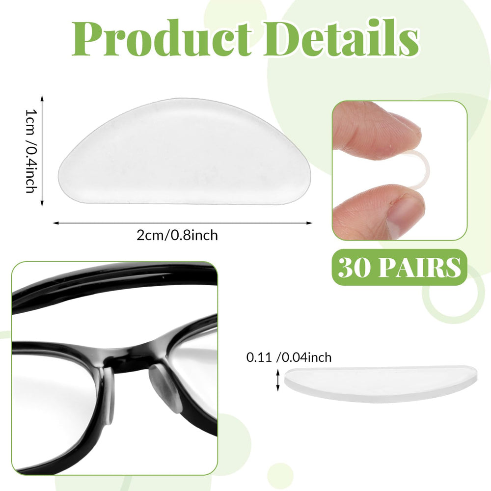 Black D-shaped silicone nose pads for glasses