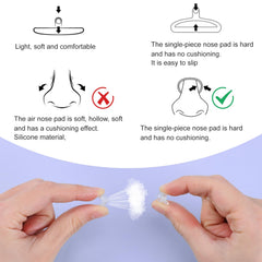 Nose pads, ear hooks and tweezers included in the kit