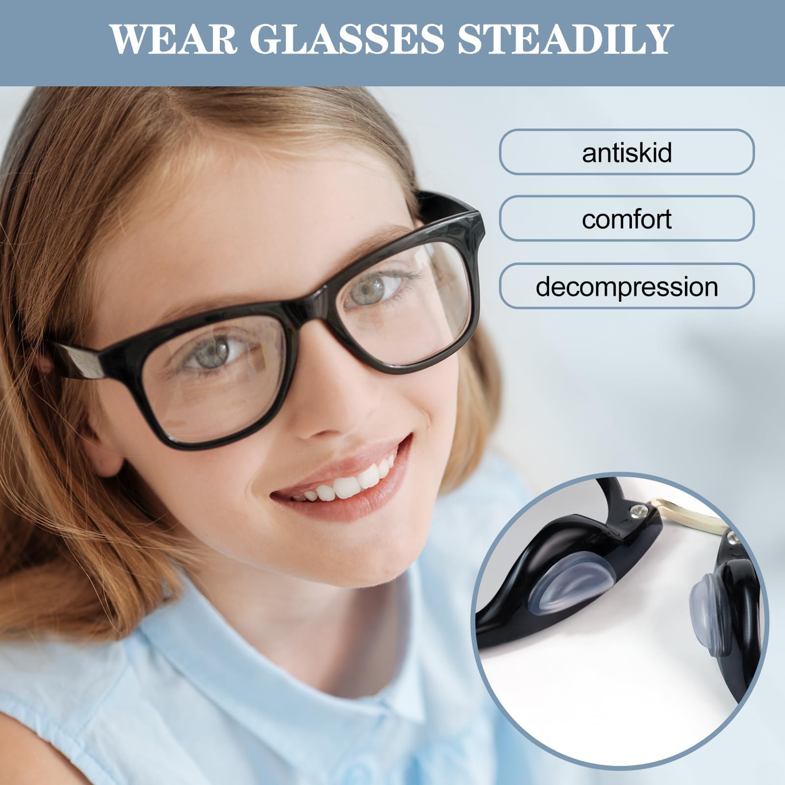 Unopened package of 12 clear silicone nose pads for eyeglasses