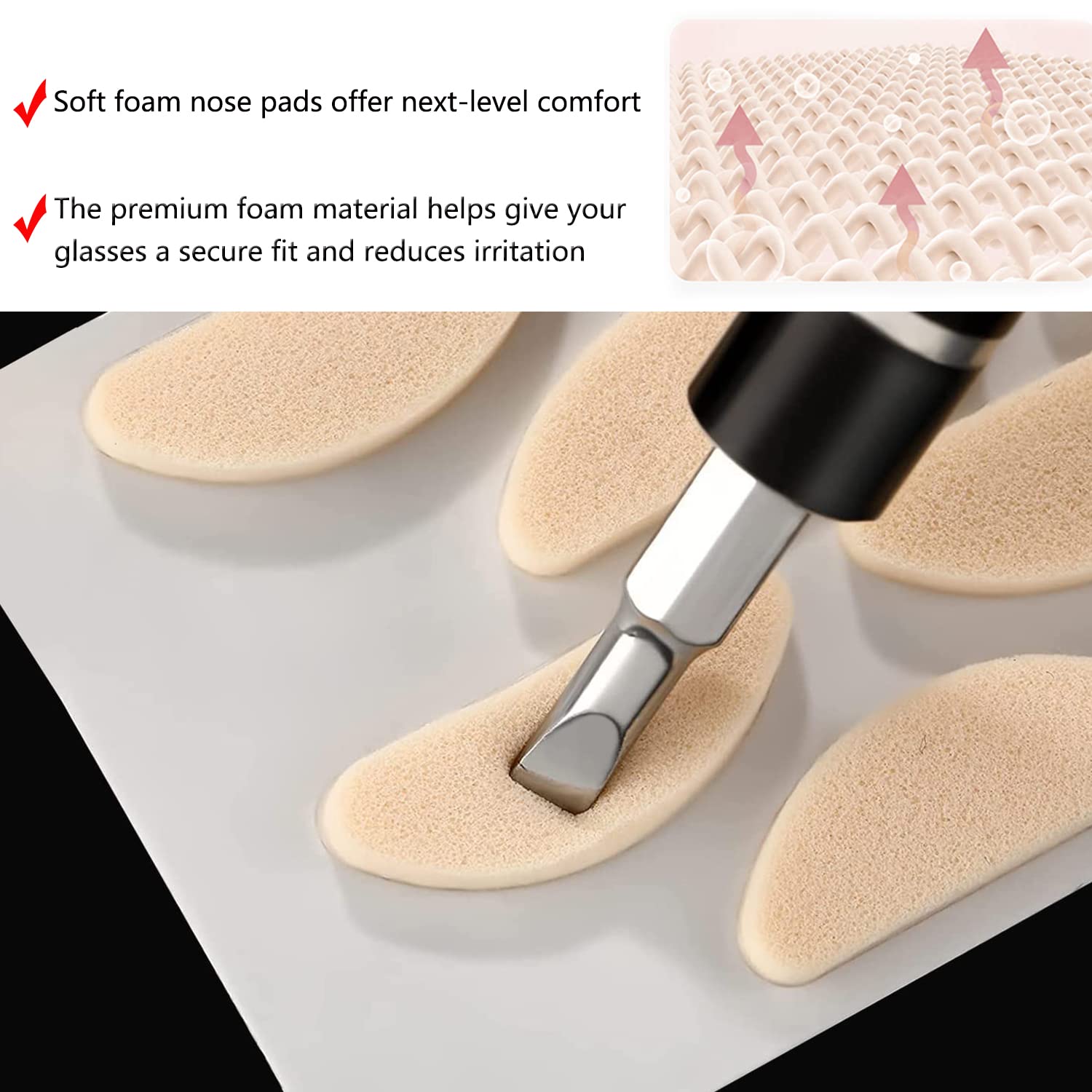 Packaging of 16 pairs foam nose pads