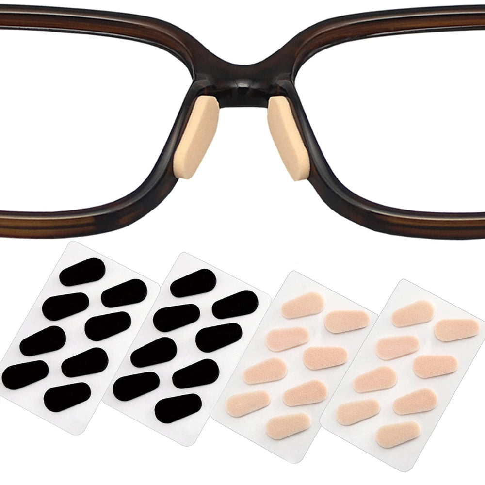 Close-up of foam nose pads attached to eyeglasses