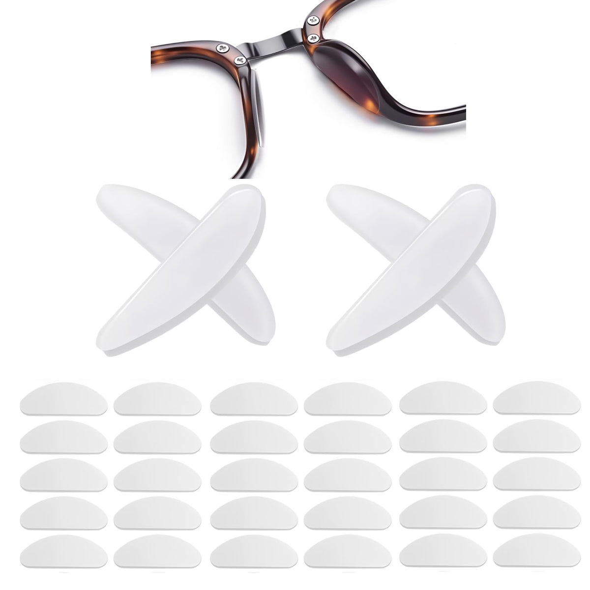 Clear silicone adhesive nose pads for glasses, 0.75 inch size