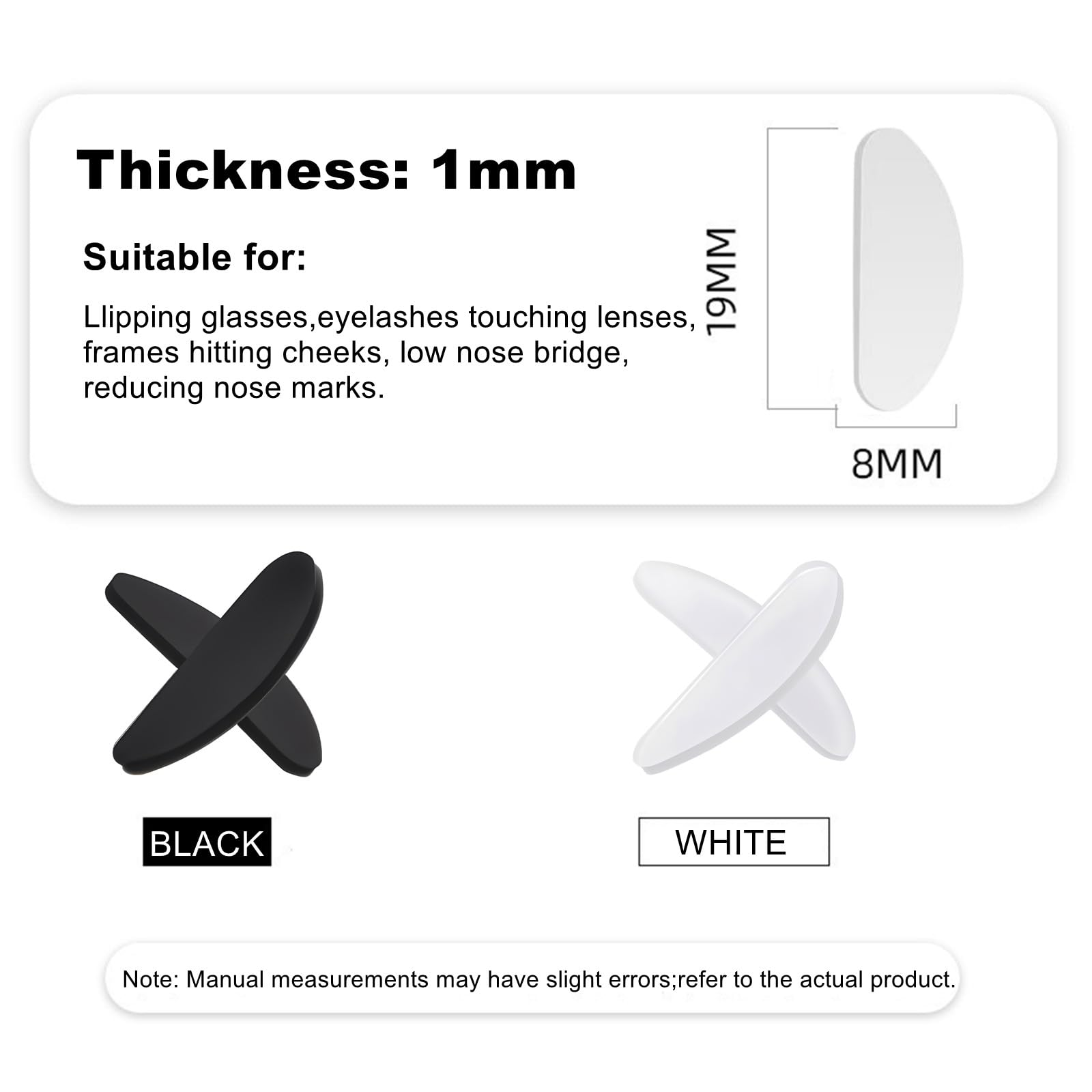 Close-up of transparent stick-on nose pad for eyeglasses