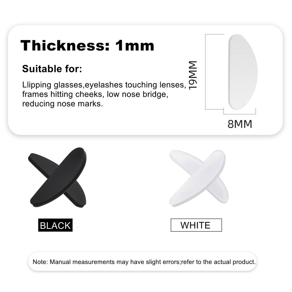 Close-up of transparent stick-on nose pad for eyeglasses