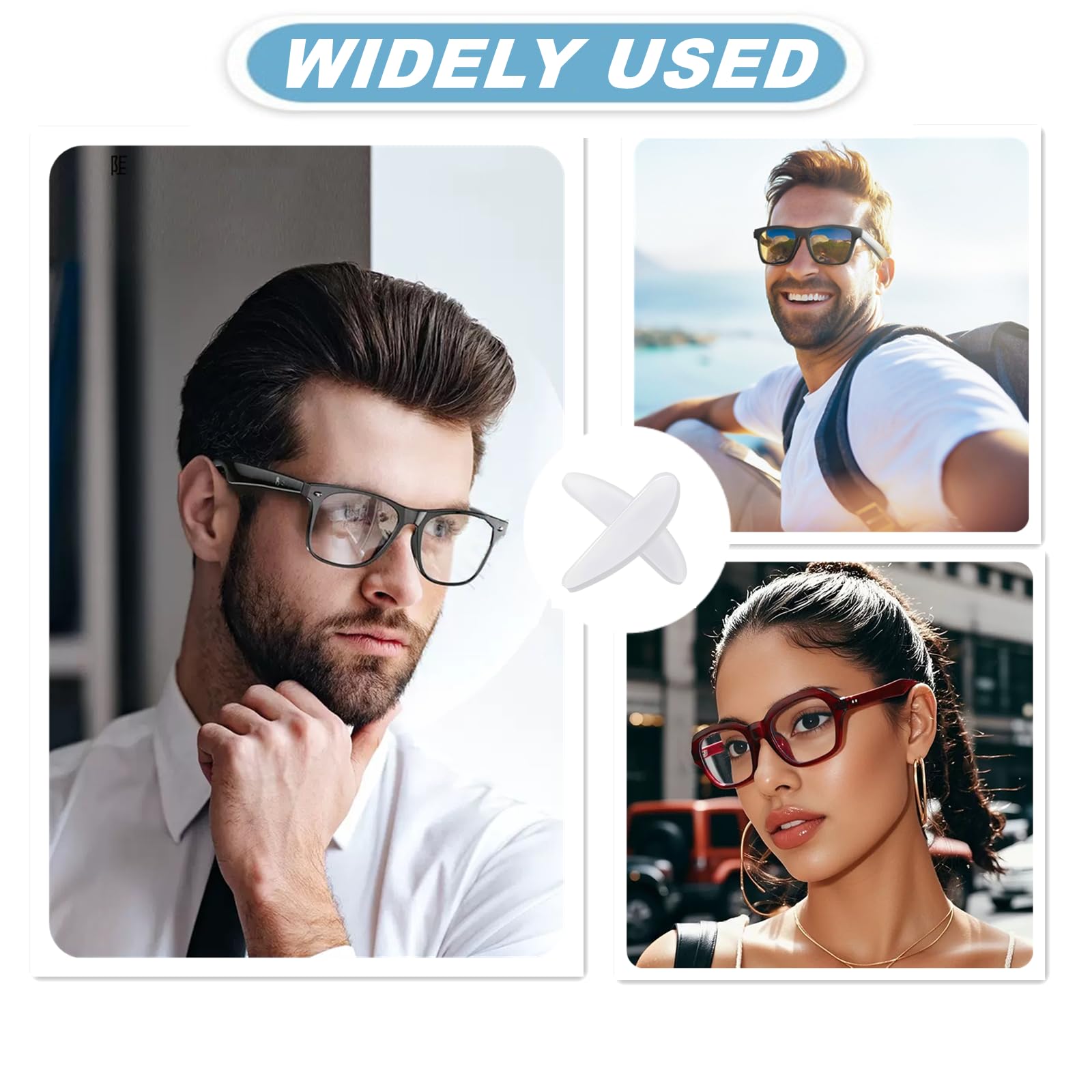Easy, self-adhesive installation for eyeglasses nose pads