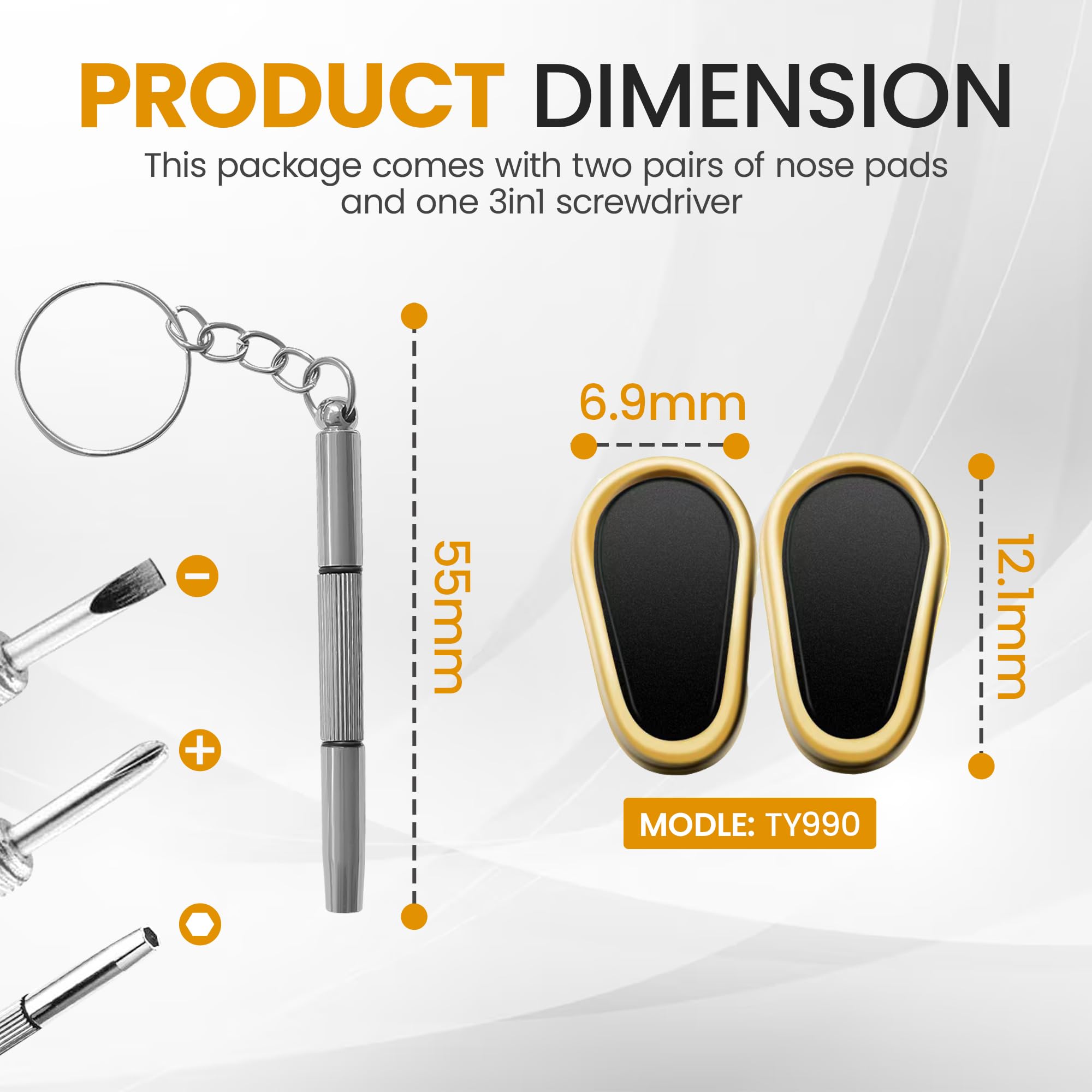 Metal color titanium nose pads for various glasses
