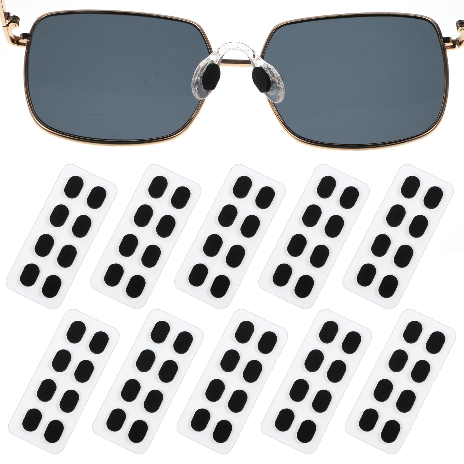 40 pairs oval self-adhesive black foam eyeglass nose pads, anti-slip