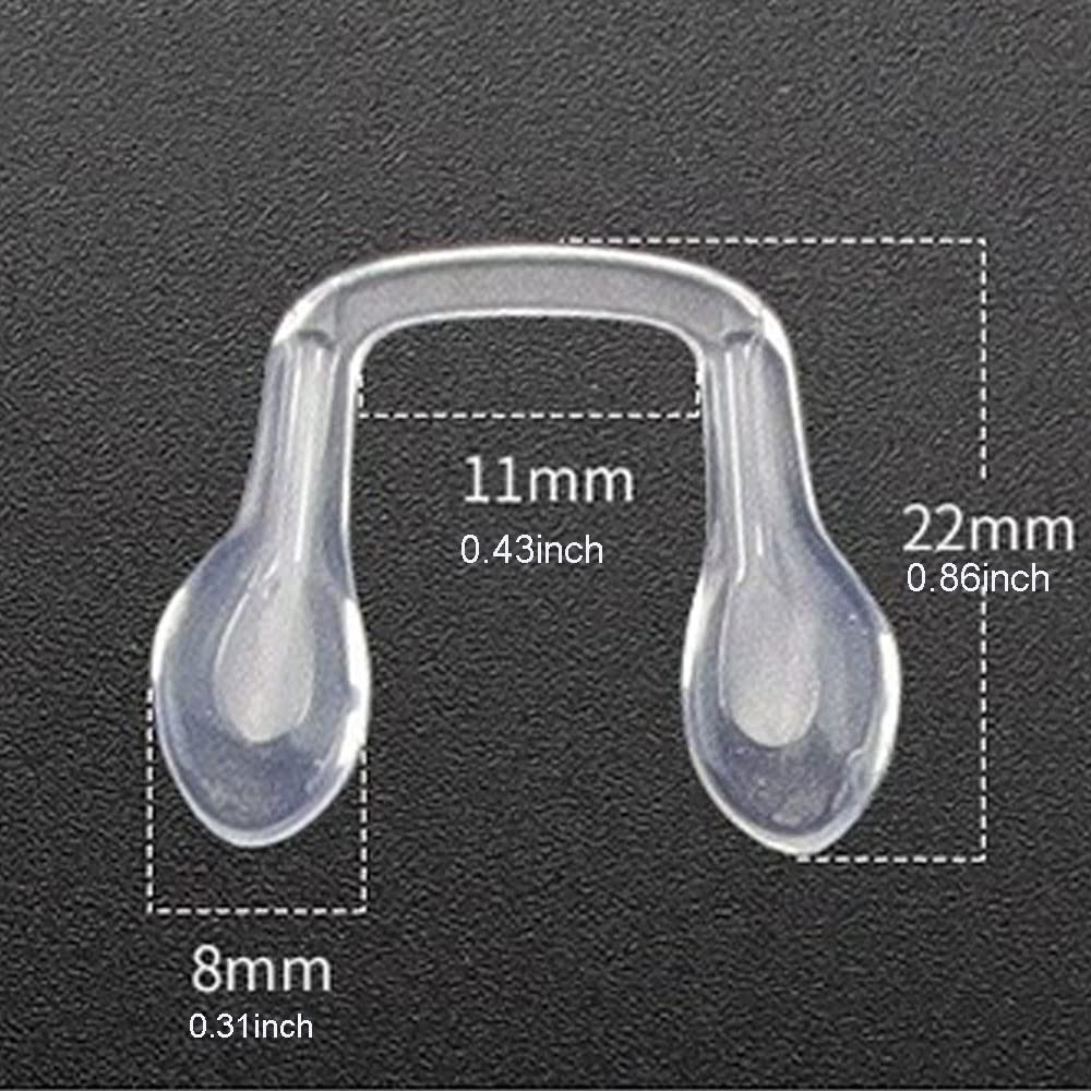 Close-up showing nose pad attachment with silicone pad and metal core