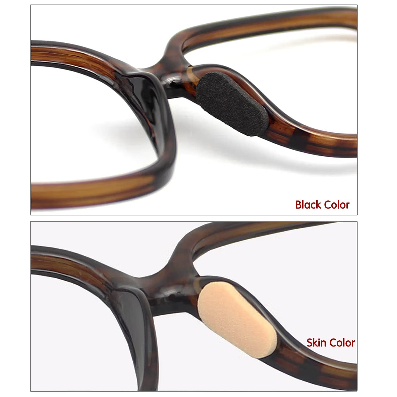 Breathable foam nose pads attached to eyewear frame