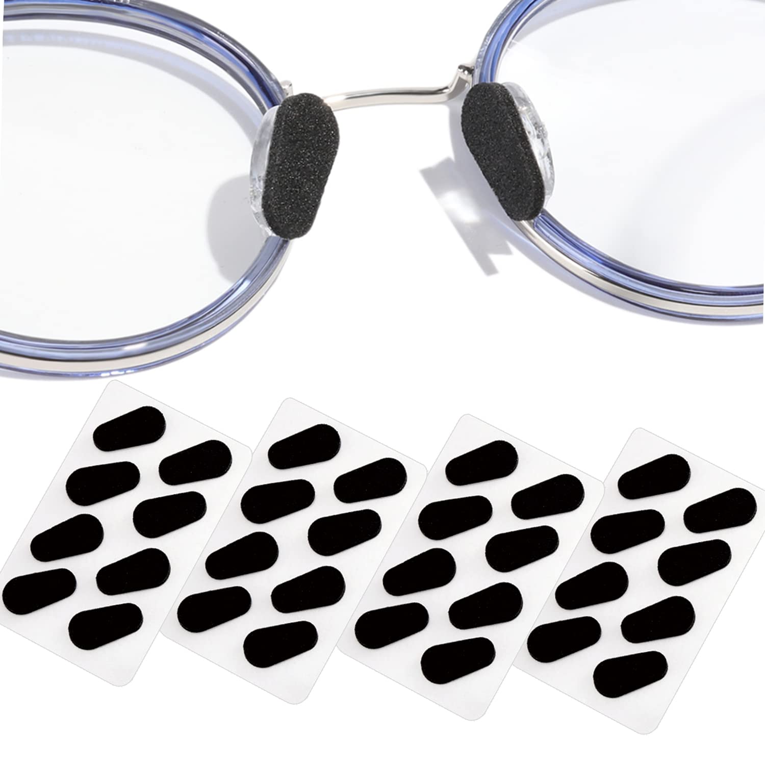 16 pairs of self-stick foam nose pads for eyeglasses in black