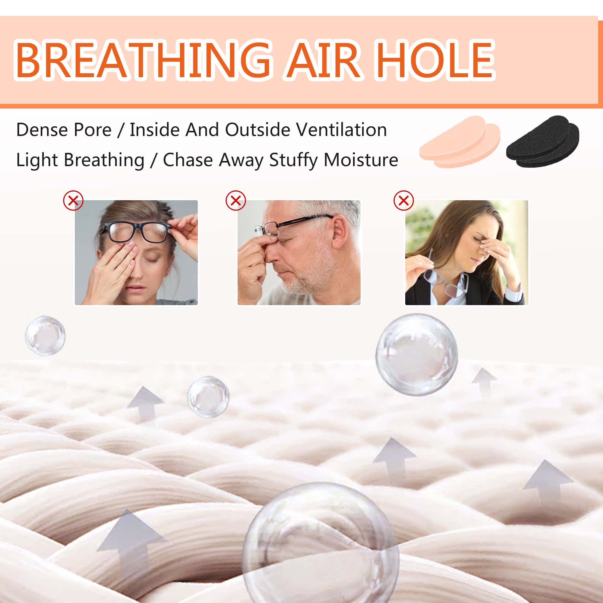 Teardrop black nose pads, 1.5mm thickness