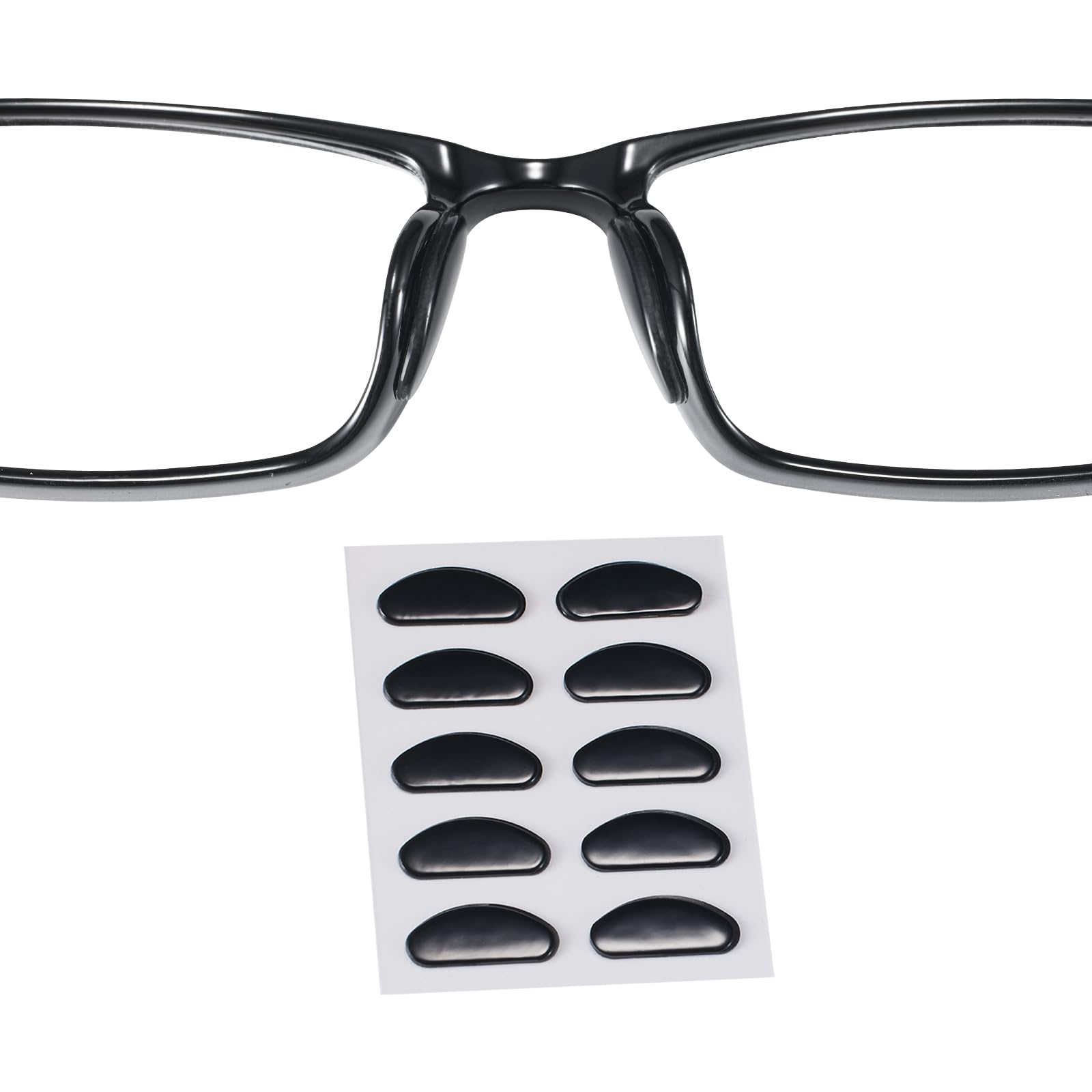 Ultra-thin 1.3mm black silicone eyeglass nose pads (1 of 7)
