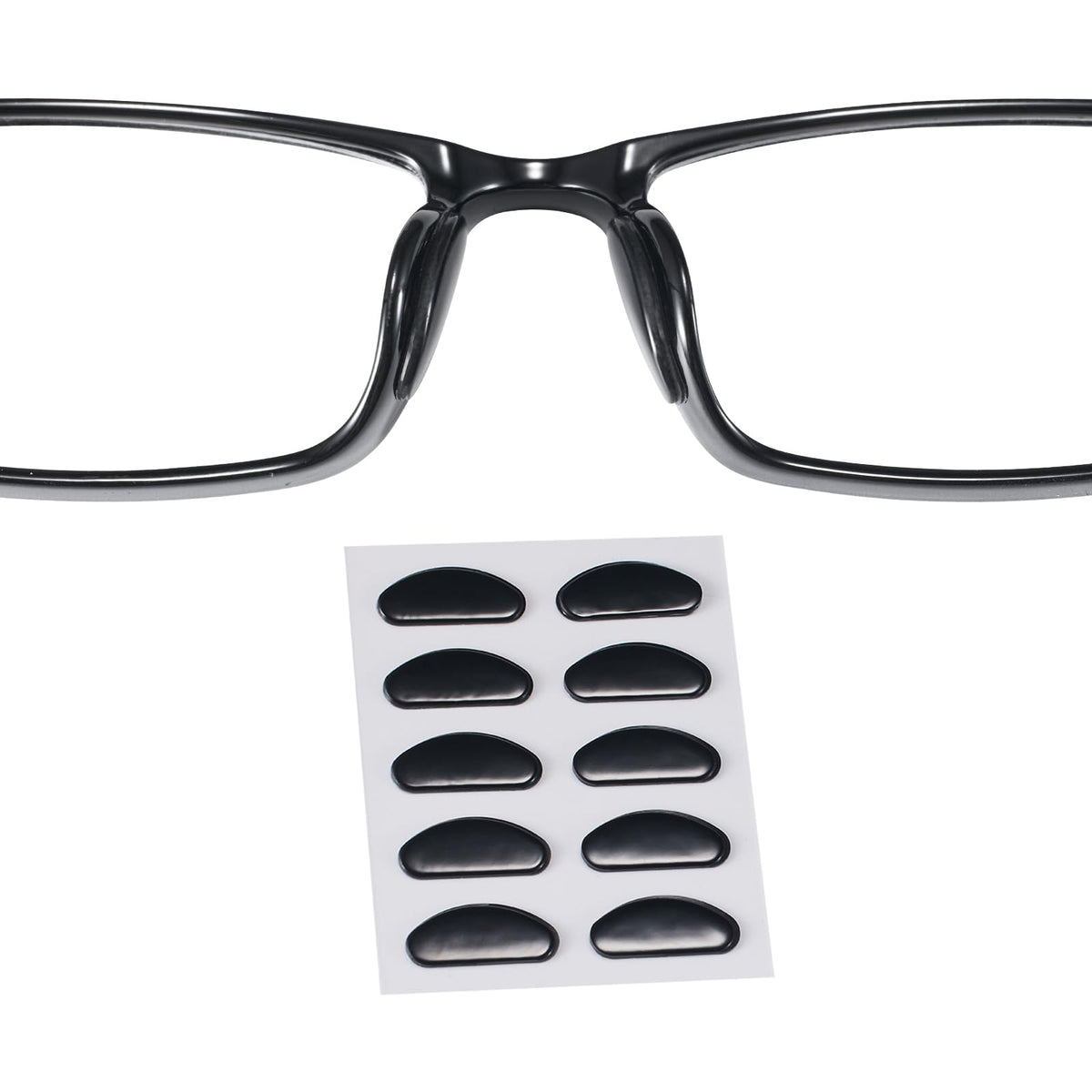 Ultra-thin 1.3mm black silicone eyeglass nose pads (1 of 7)