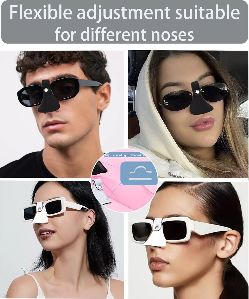 Demonstration of nose protector used for sun protection on glasses