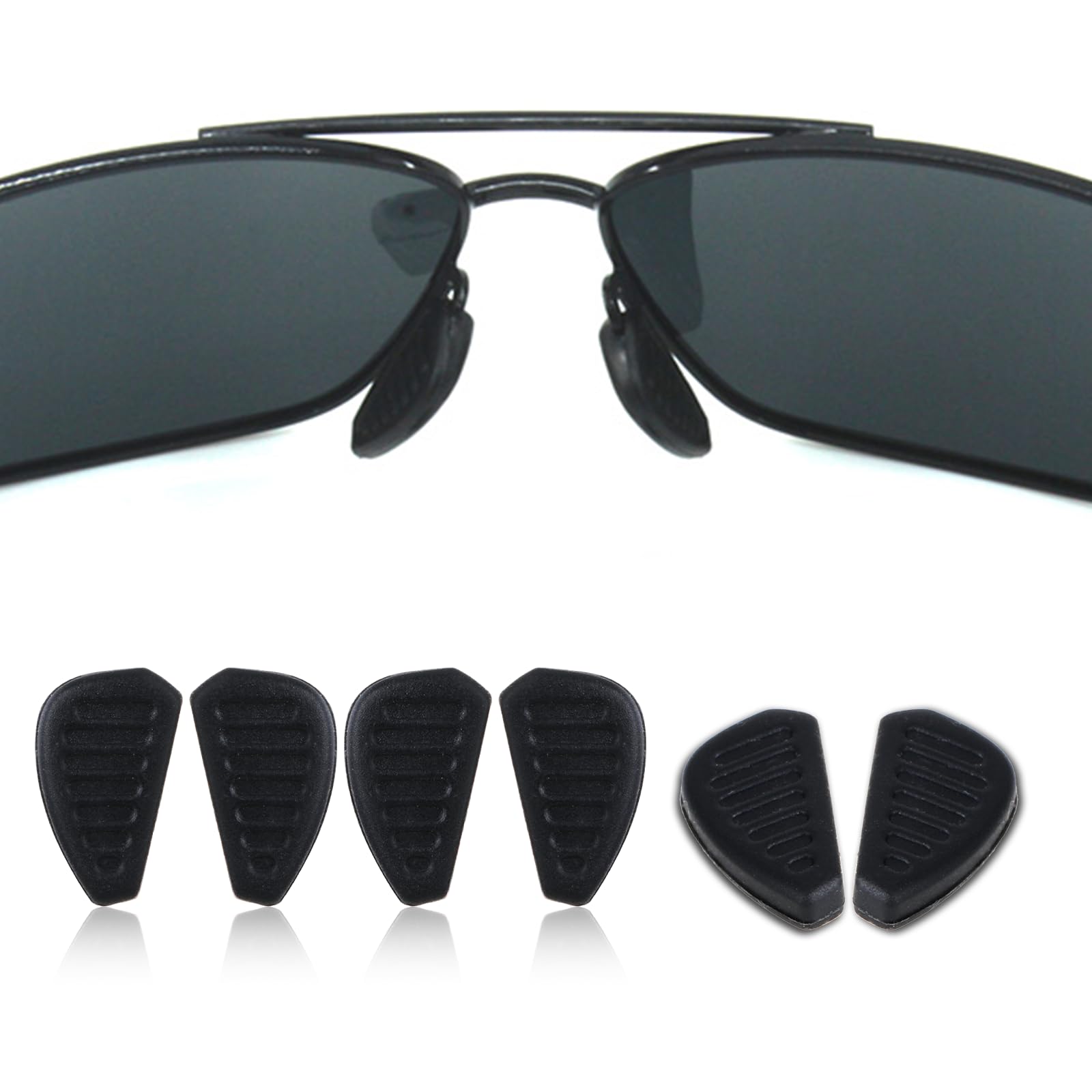 Six slip-on sunglasses nose pads for eyewear