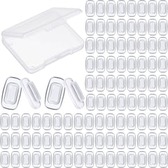 50 pairs of clear silicone push-in eyeglass nose pads with cleaning cloth