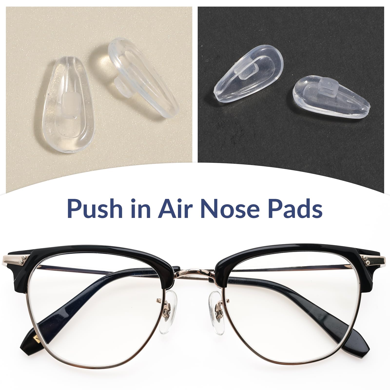 Close-up of hollow air chamber design on silicone nose pads