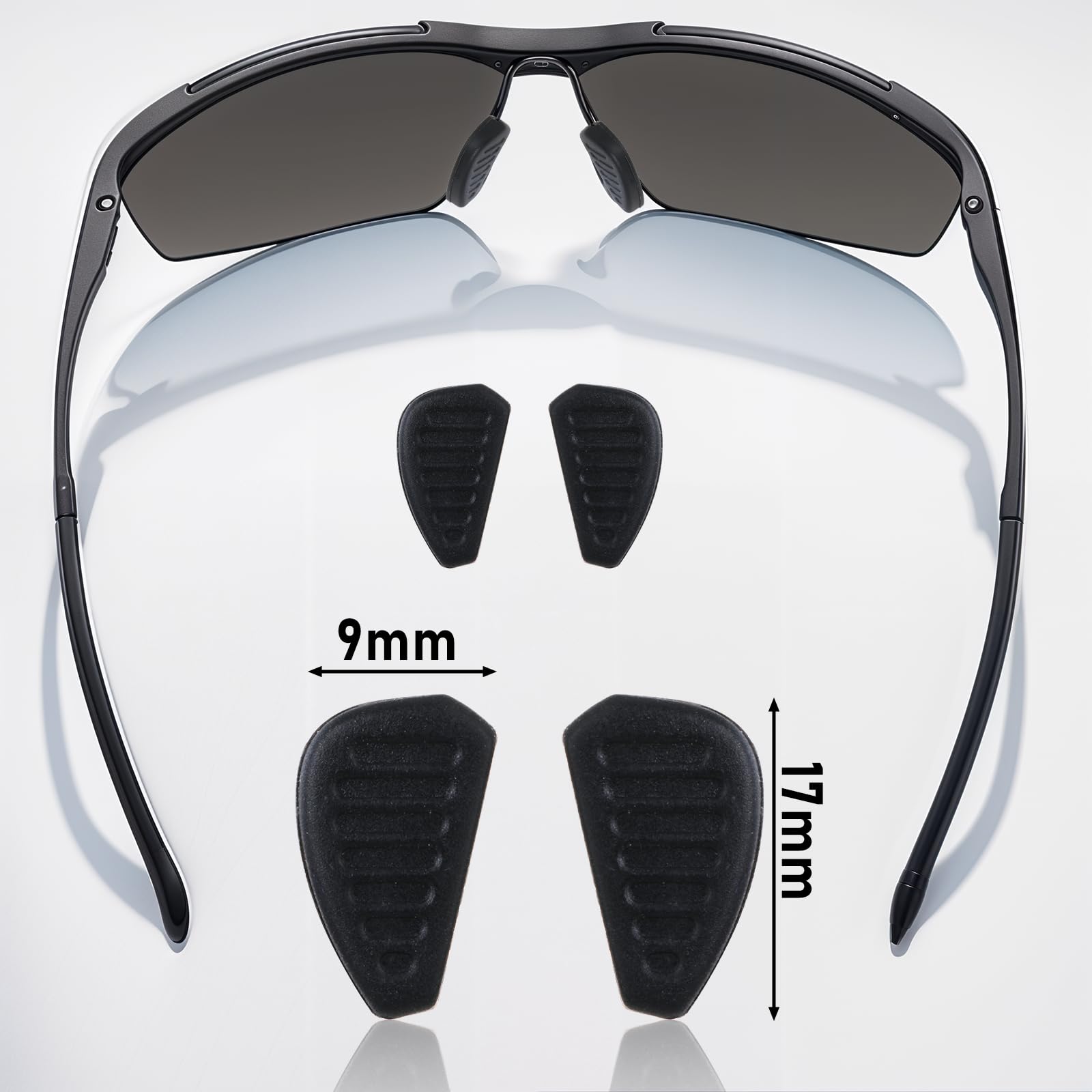 Close-up of silicone nose pads 9x17mm