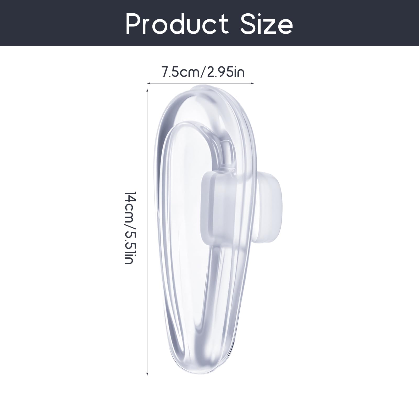 Transparent silicone nose pads installed on glasses for a non-slip fit