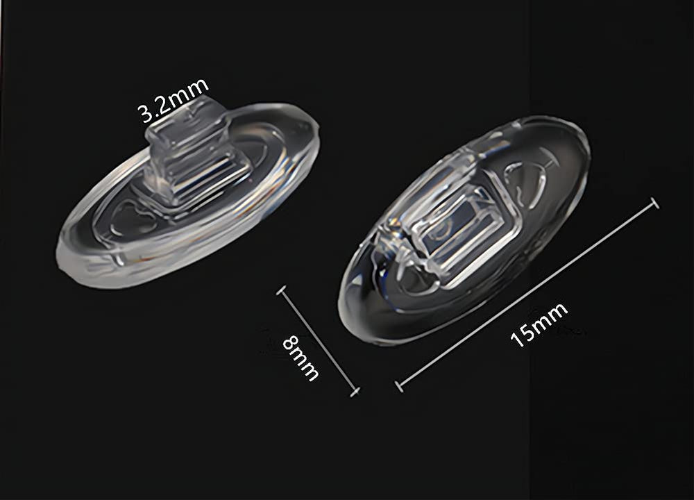 Glasses with soft silicone nose pads on bridge