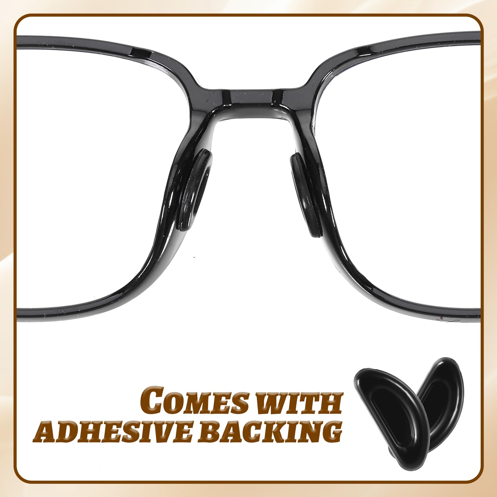 Glasses with silicone anti-slip nose pads installed