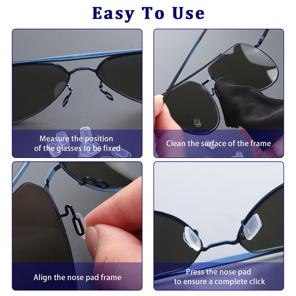 Glasses cleaning cloth included with nose pads