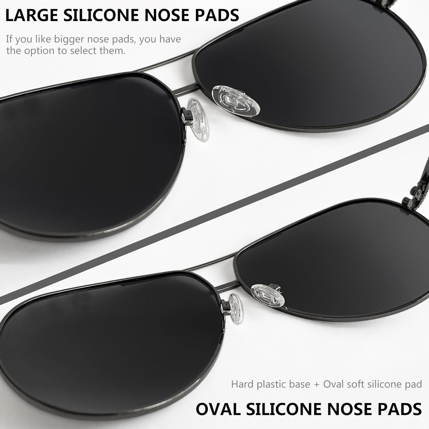 Anti-slip silicone nose pads on eyeglasses