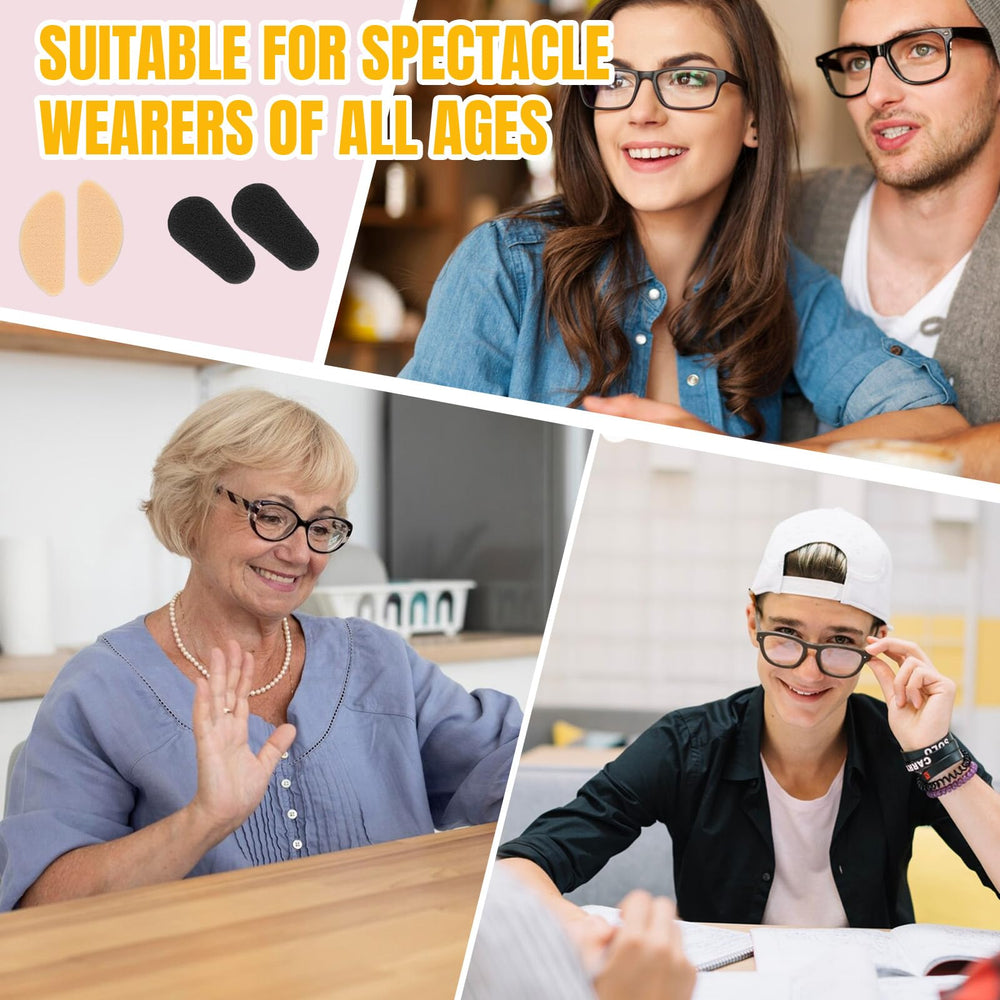 Close-up of applying nose pads to glasses