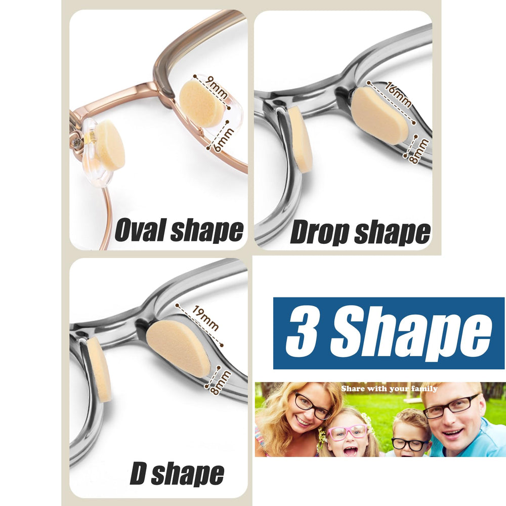 Three shapes available: oval, round, and teardrop nose pads