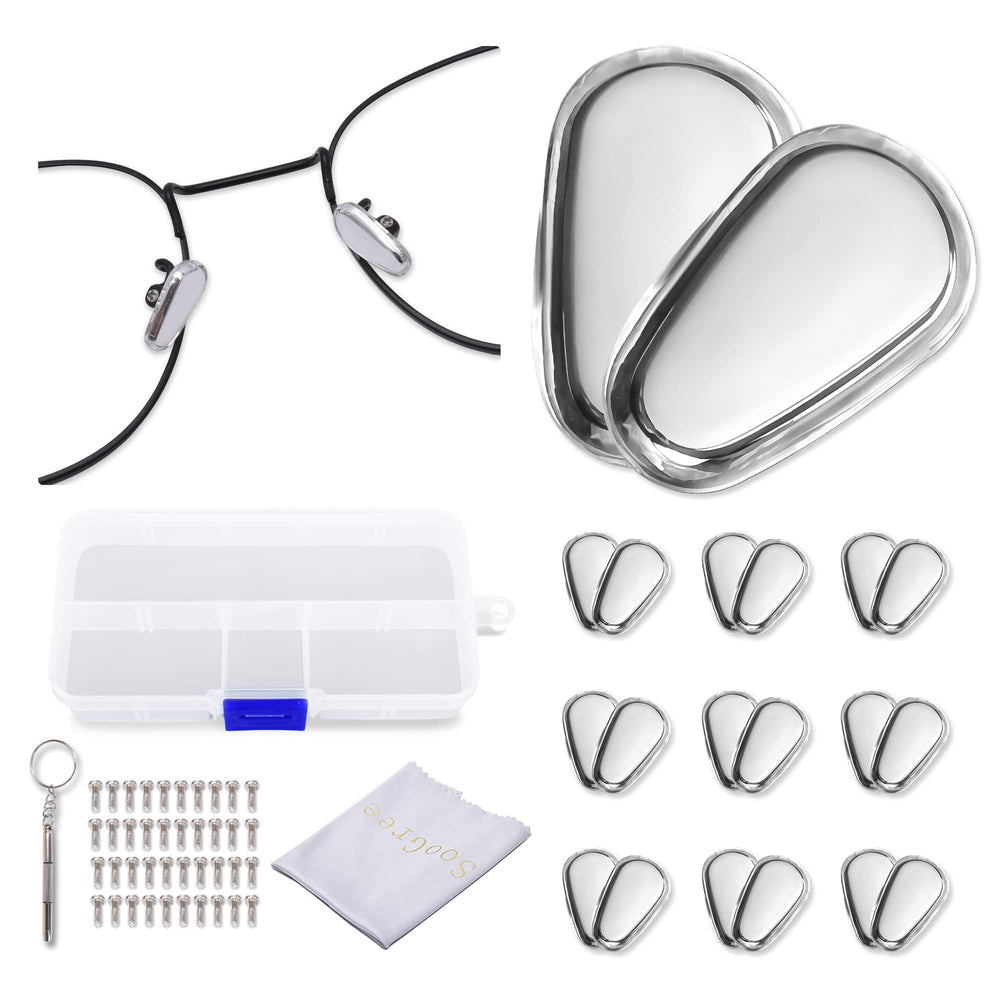 10 pairs of upgraded silicone metal-core silver eyeglasses nose pads