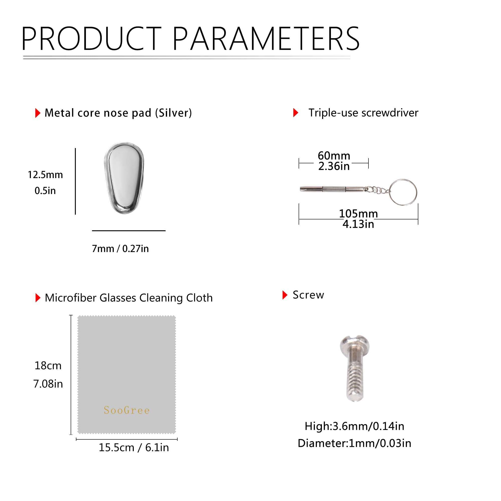 Six types of nose pads for replacement