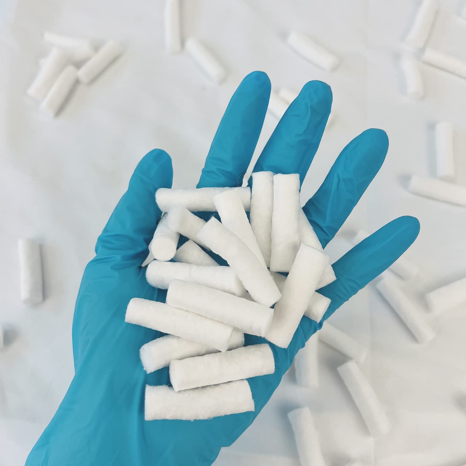 Close-up of pure cotton nosebleed stopper roll