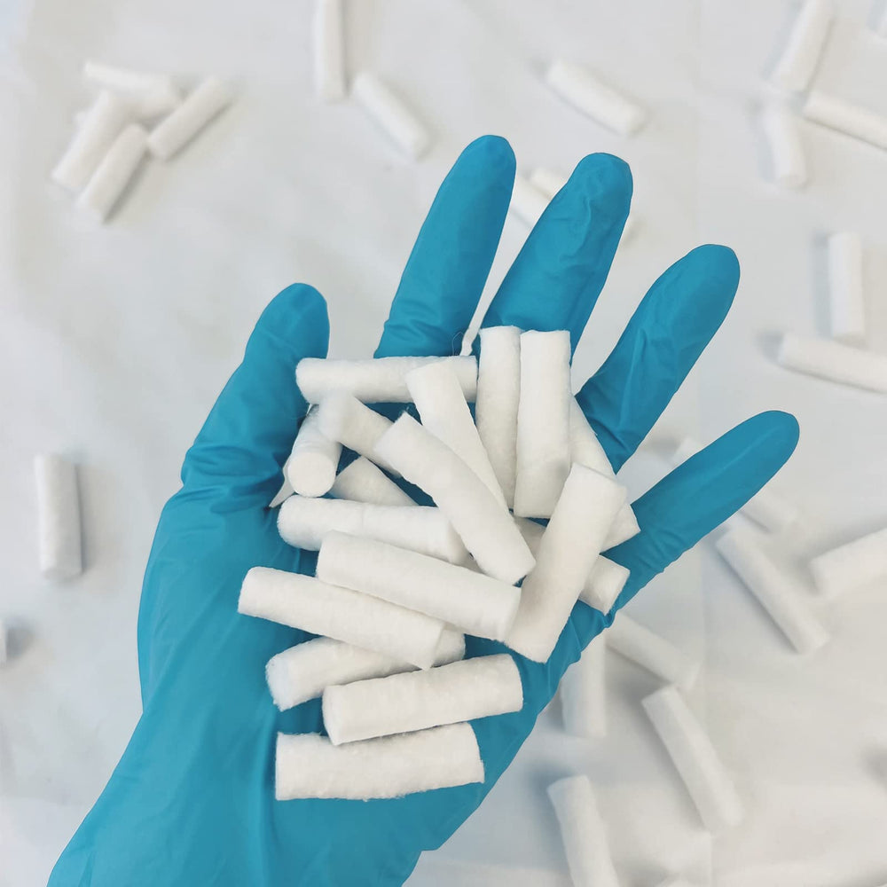 Close-up of pure cotton nosebleed stopper roll