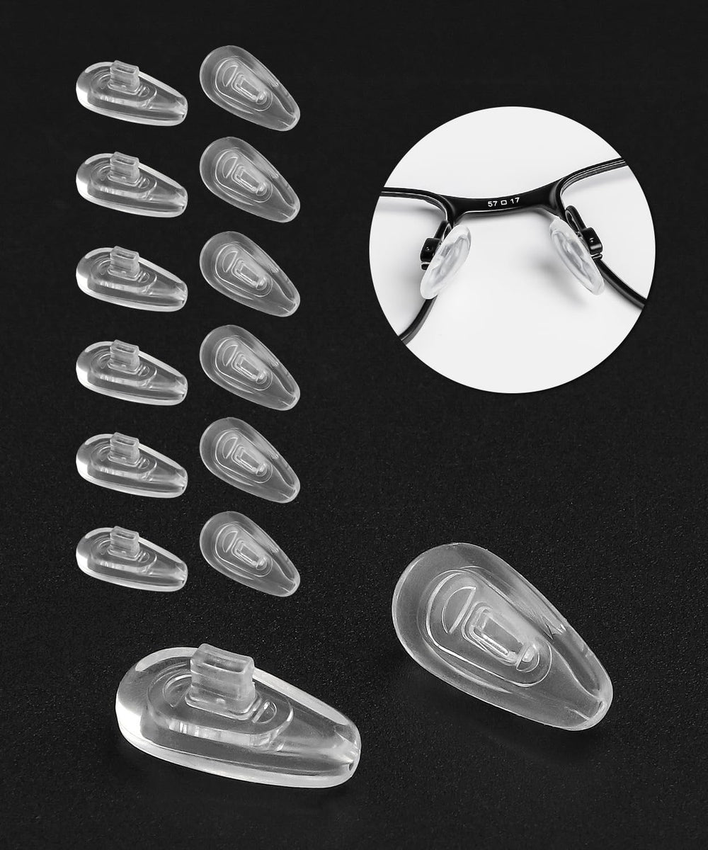 Six pairs of clear silicone nose pads compatible with Oakley Socket 5.0 OX3217 and Socket 5.5 OX3218, 140mm frame