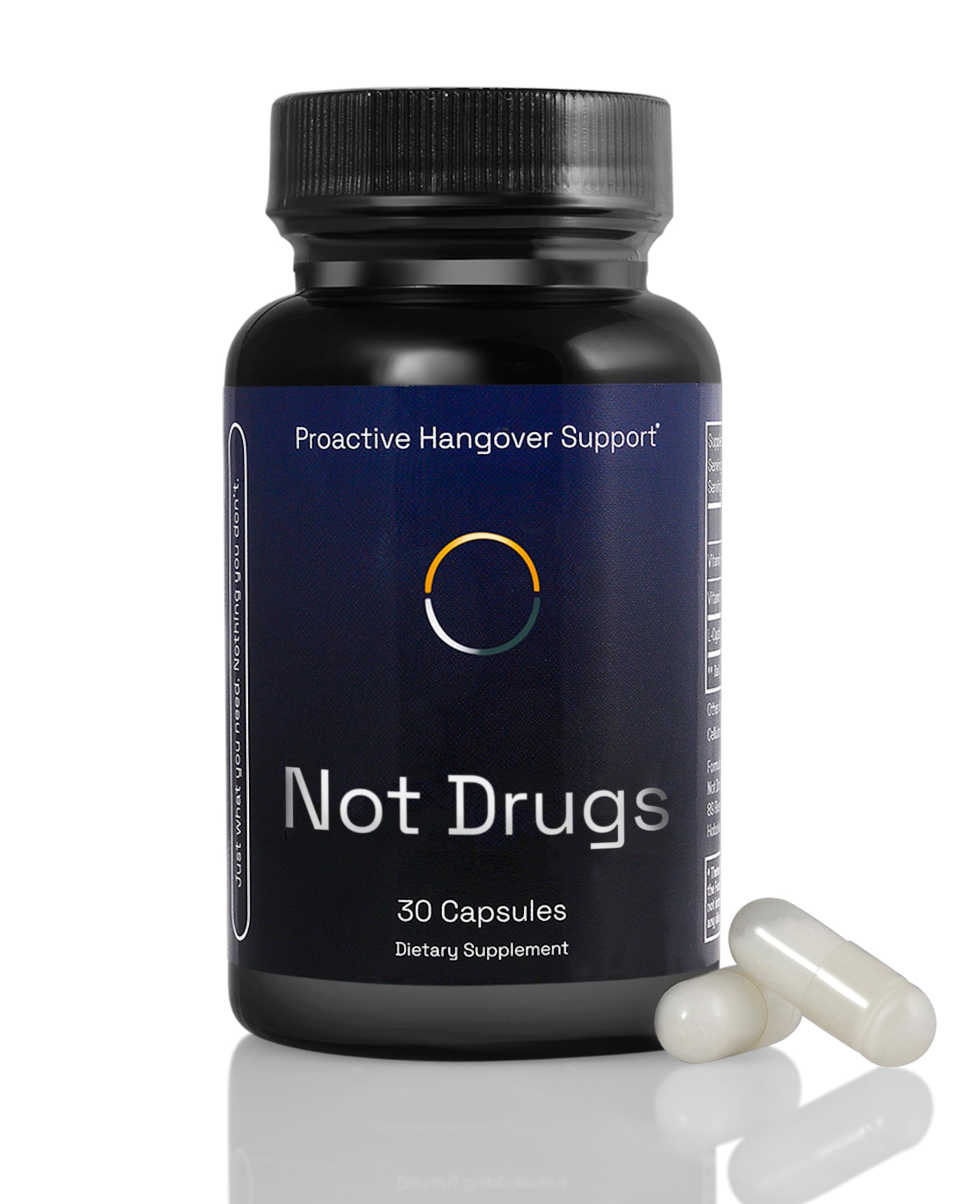 Not Drugs Proactive Hangover Support bottle with 30 capsules