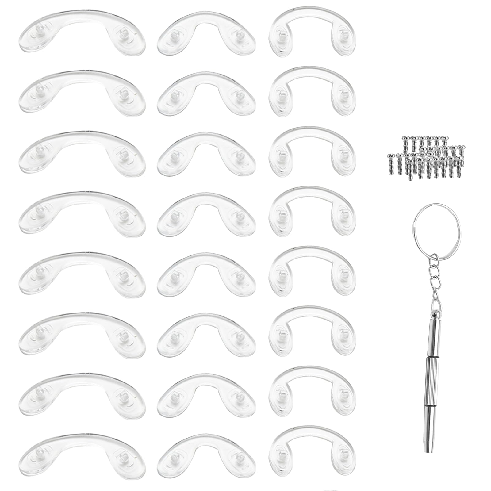 Nouiseuns Glasses Nose Pad Kit 24pcs set with pads and screws